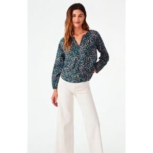Roller Rabbit  Moonflower Floral Lucy Top Midnight New Womens  Size Small
